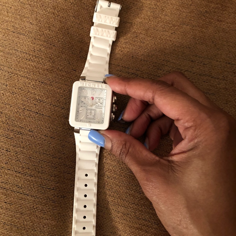 Michele white jelly watch